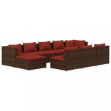 10 részes barna polyrattan kerti bútorszett párnákkal