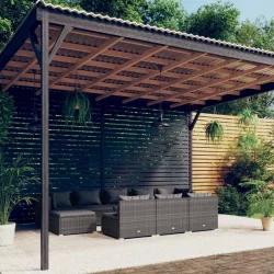   10 részes szürke polyrattan kerti ülőgarnitúra párnákkal