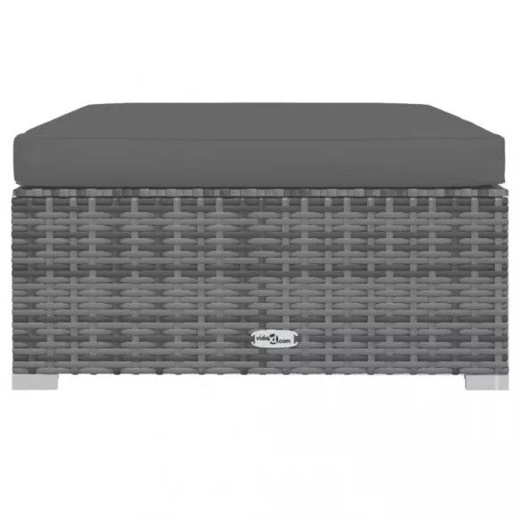 10 részes szürke polyrattan kerti ülőgarnitúra párnákkal