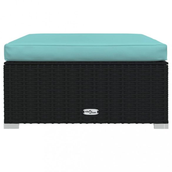 10 részes fekete polyrattan kerti ülőgarnitúra párnákkal