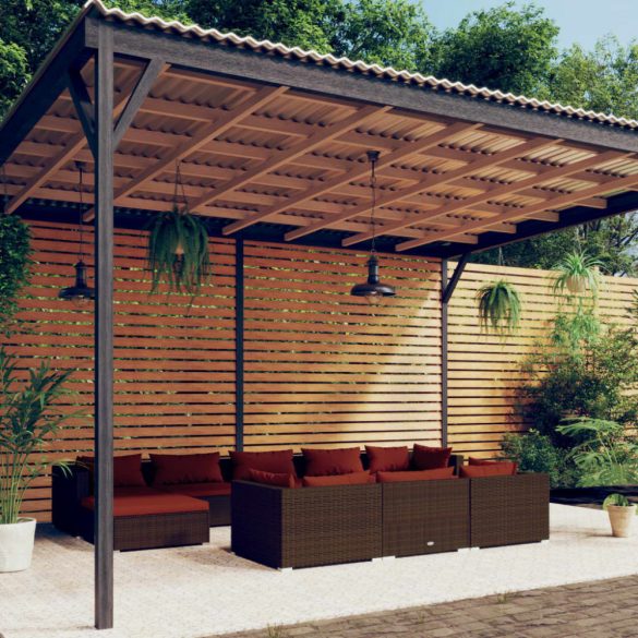 10 részes barna polyrattan kerti ülőgarnitúra párnákkal