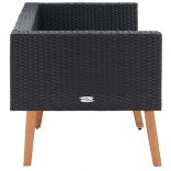 kétszemélyes fekete polyrattan kerti kanapé párnákkal