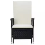 fekete dönthető háttámlás polyrattan kerti szék párnákkal