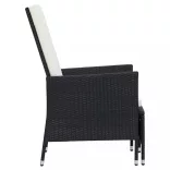 fekete dönthető háttámlás polyrattan kerti szék párnákkal