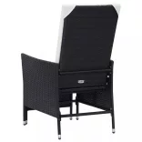 fekete dönthető háttámlás polyrattan kerti szék párnákkal