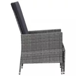 szürke dönthető háttámlás polyrattan kerti szék párnákkal