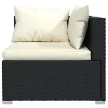 7 részes fekete polyrattan kerti ülőgarnitúra párnákkal