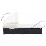 kétszemélyes fekete polyrattan napozóágy párnával