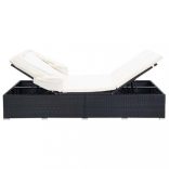 kétszemélyes fekete polyrattan napozóágy párnával