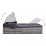 kétszemélyes szürke polyrattan napozóágy párnával