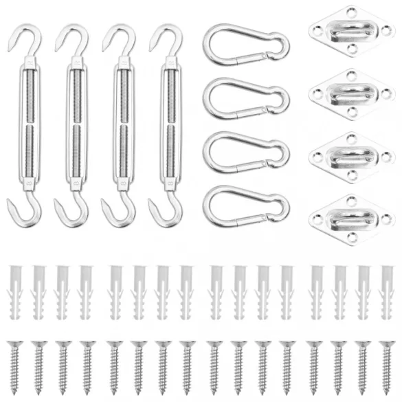 12 darabos rozsdamentes acél napvitorla-tartozékszett