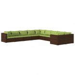 10 részes barna polyrattan kerti ülőgarnitúra párnákkal