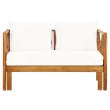 kétszemélyes tömör akácfa kerti pad párnákkal 122 cm