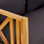 kétszemélyes tömör akácfa kerti pad párnákkal 122 cm