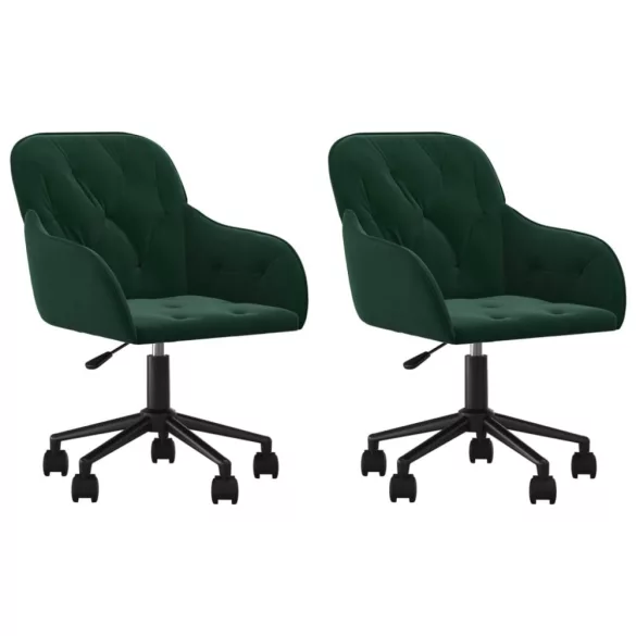 2 db sötétzöld bársony forgó étkezőszék