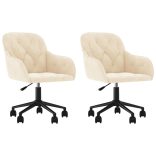 2 db krémszínű bársony forgó étkezőszék
