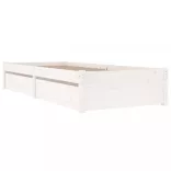 fehér kicsi egyszemélyes ágykeret fiókokkal 75 x 190 cm