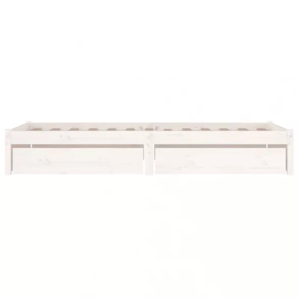 fehér kicsi egyszemélyes ágykeret fiókokkal 75 x 190 cm