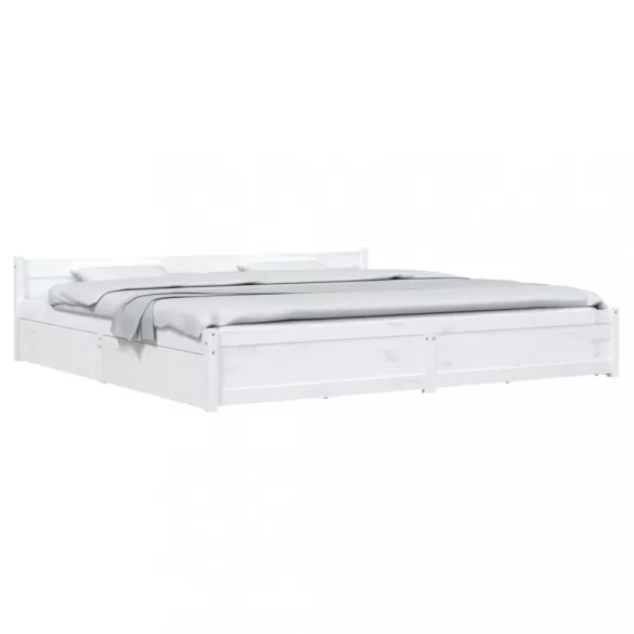 fehér ágykeret fiókokkal 180 x 200 cm (Super King)
