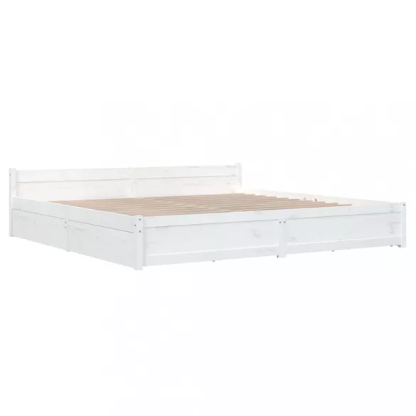 fehér ágykeret fiókokkal 180 x 200 cm (Super King)