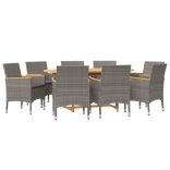 9 részes szürke kerti étkezőgarnitúra párnákkal