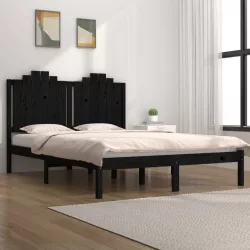 fekete tömör fenyőfa ágykeret 200 x 200 cm