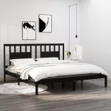 fekete tömör fenyőfa ágykeret 200 x 200 cm