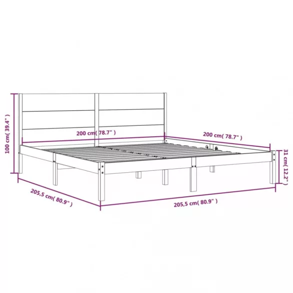 tömör fenyőfa ágy matrac nélkül 200 x 200 cm
