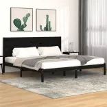 fekete tömör fenyőfa ágykeret 200 x 200 cm