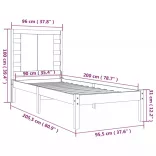 tömör fenyőfa ágy matrac nélkül 90 x 200 cm