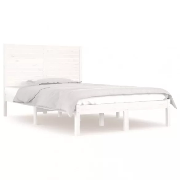 Double fehér tömör fa ágykeret 135 x 190 cm