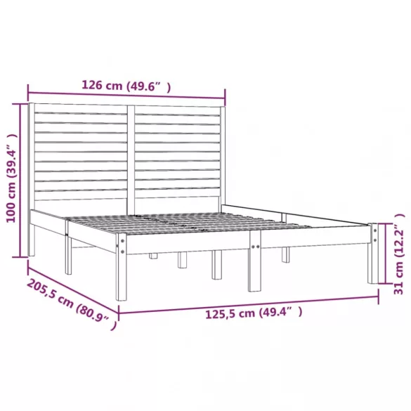 fehér tömör fa ágykeret 120 x 200 cm