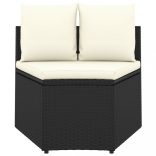 2 részes fekete polyrattan kerti ülőgarnitúra párnákkal