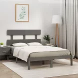 szürke tömör fa ágykeret 200 x 200 cm