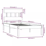 fekete tömör fa ágykeret 100x200 cm