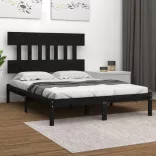 fekete tömör fa ágykeret 200x200 cm