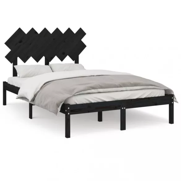 fekete tömör fa ágykeret 135 x 190 cm (Double)
