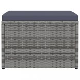 szürke polyrattan kerti lábzsámoly párnával