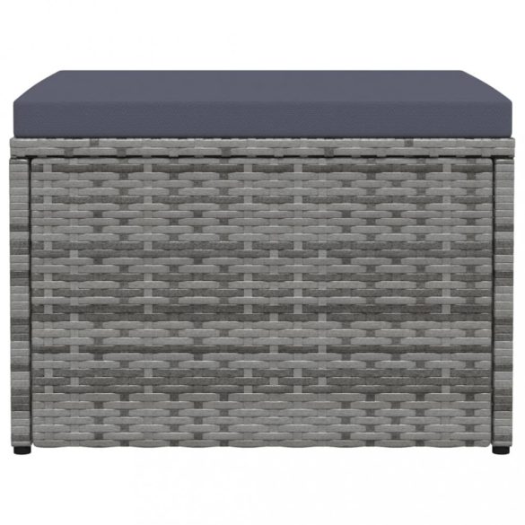 szürke polyrattan kerti lábzsámoly párnával