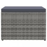 szürke polyrattan kerti lábzsámoly párnával