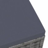 szürke polyrattan kerti lábzsámoly párnával