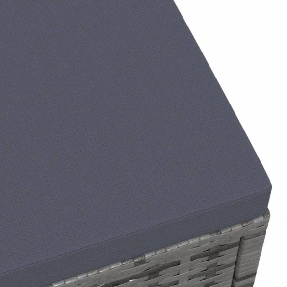 szürke polyrattan kerti lábzsámoly párnával