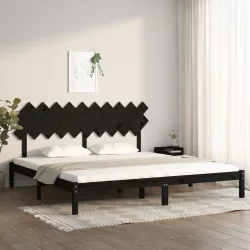 fekete tömör fa ágykeret 200 x 200 cm