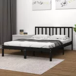 fekete tömör fenyőfa ágykeret 200 x 200 cm