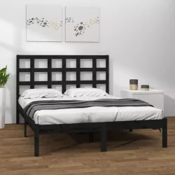 fekete tömör fa ágykeret 200 x 200 cm