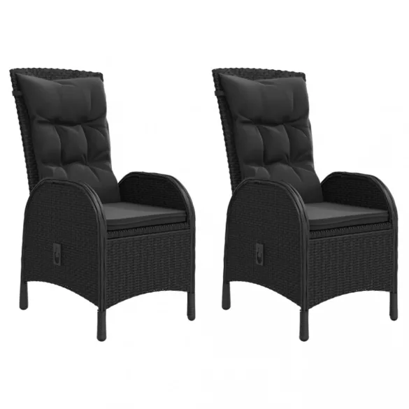 2 db fekete polyrattan kültéri szék