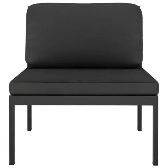 háromszemélyes antracitszürke alumínium kerti kanapé párnákkal