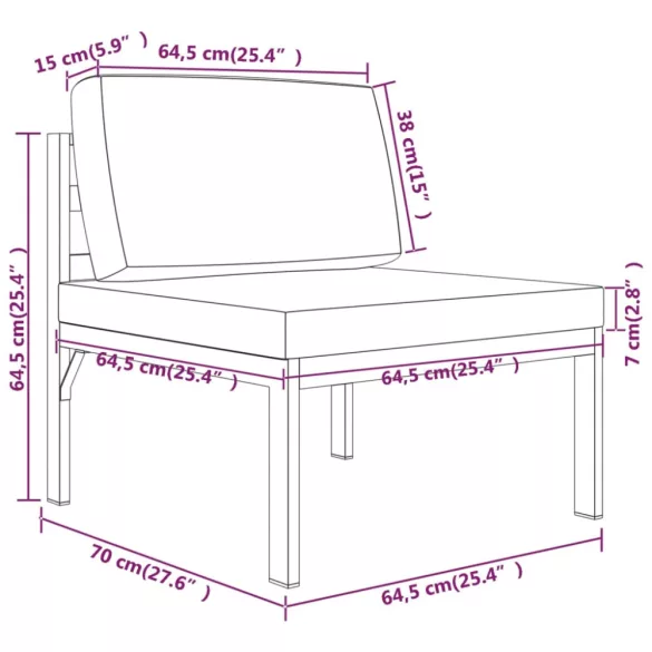 9 részes antracitszürke alumínium kerti ülőgarnitúra párnákkal