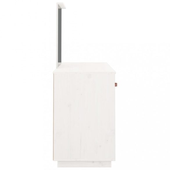 fehér tömör fenyőfa fésülködőasztal szett tükörrel