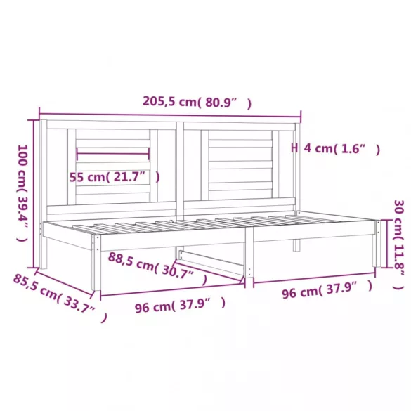 tömör fenyőfa kanapéágy matrac nélkül 80 x 200 cm
